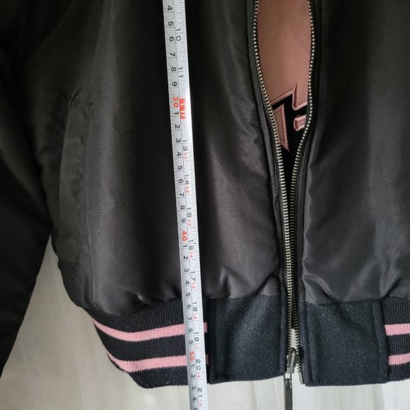 VTG Y2K Genuine Leather Wool Pink Playboy Bunny Reversible Varsity Jacket - Picture 8 of 12